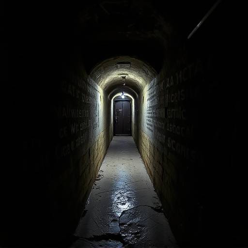 Imagen de una celda utilizada durante la Guerra Civil Española, con inscripciones en las paredes dejadas por los prisioneros, un testimonio de su sufrimiento y resistencia.